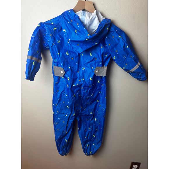 NWOT 3T-4T Boys Unbranded Blue Yellow Moon Star Raincoat suit rain suit M - Picture 5 of 8